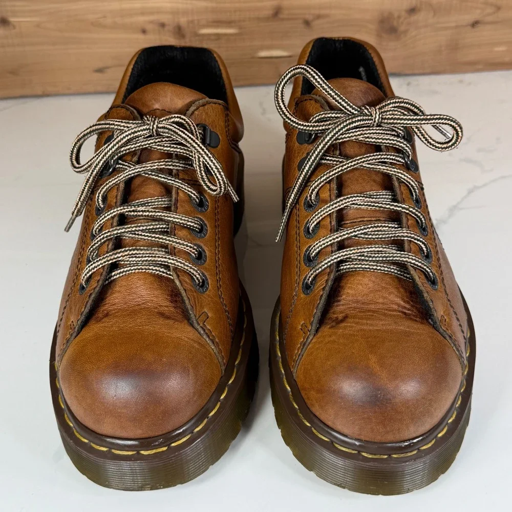 Vintage Dr. Martens 10940 Tan Brown Leather Platform Chunky Shoes Mens 9 Oxford